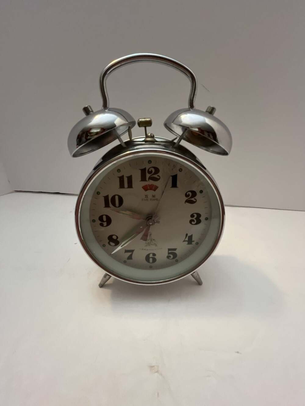 Five Rams Vintage Mechanical Twin Bell Alarm Clock